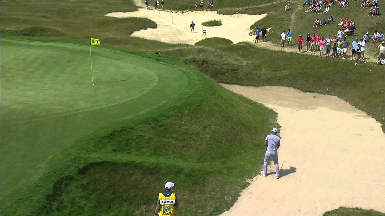 Dustin Johnson Can't Get Out of the Bunker and Makes Quadruple Bogey | 2015 PGA Championship