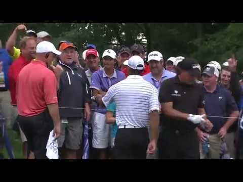 Tiger Woods & Phil Mickelson Hit Fans on the Same Hole | 2014 PGA Championship